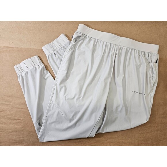 YOUNGLA Men's XXL Stretch Waist Jogger Sweatpants Lounge Pants Off-White EUC - Picture 2 of 7